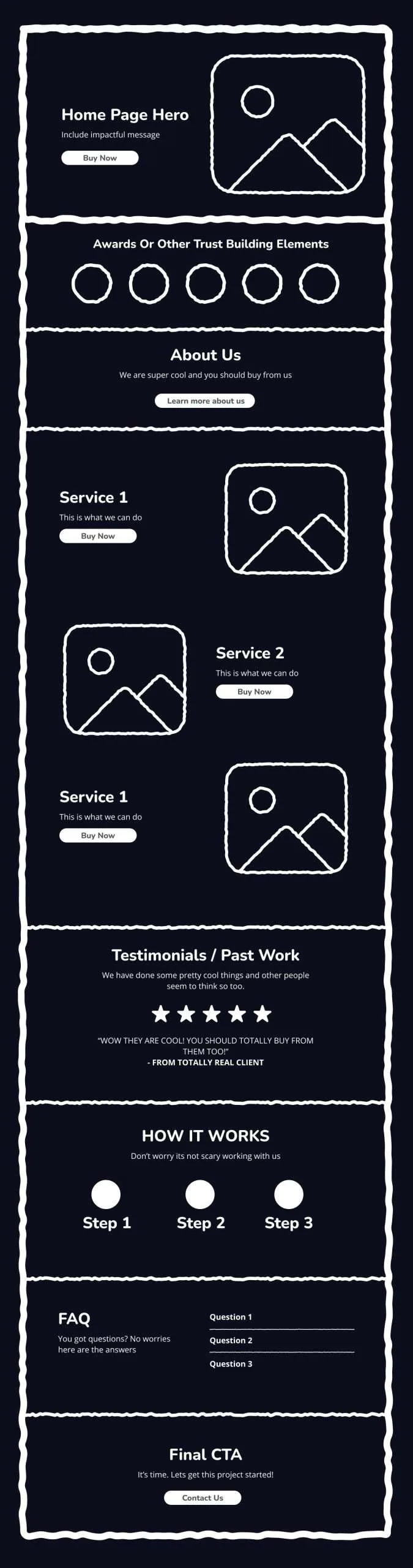 Home Page Wireframe